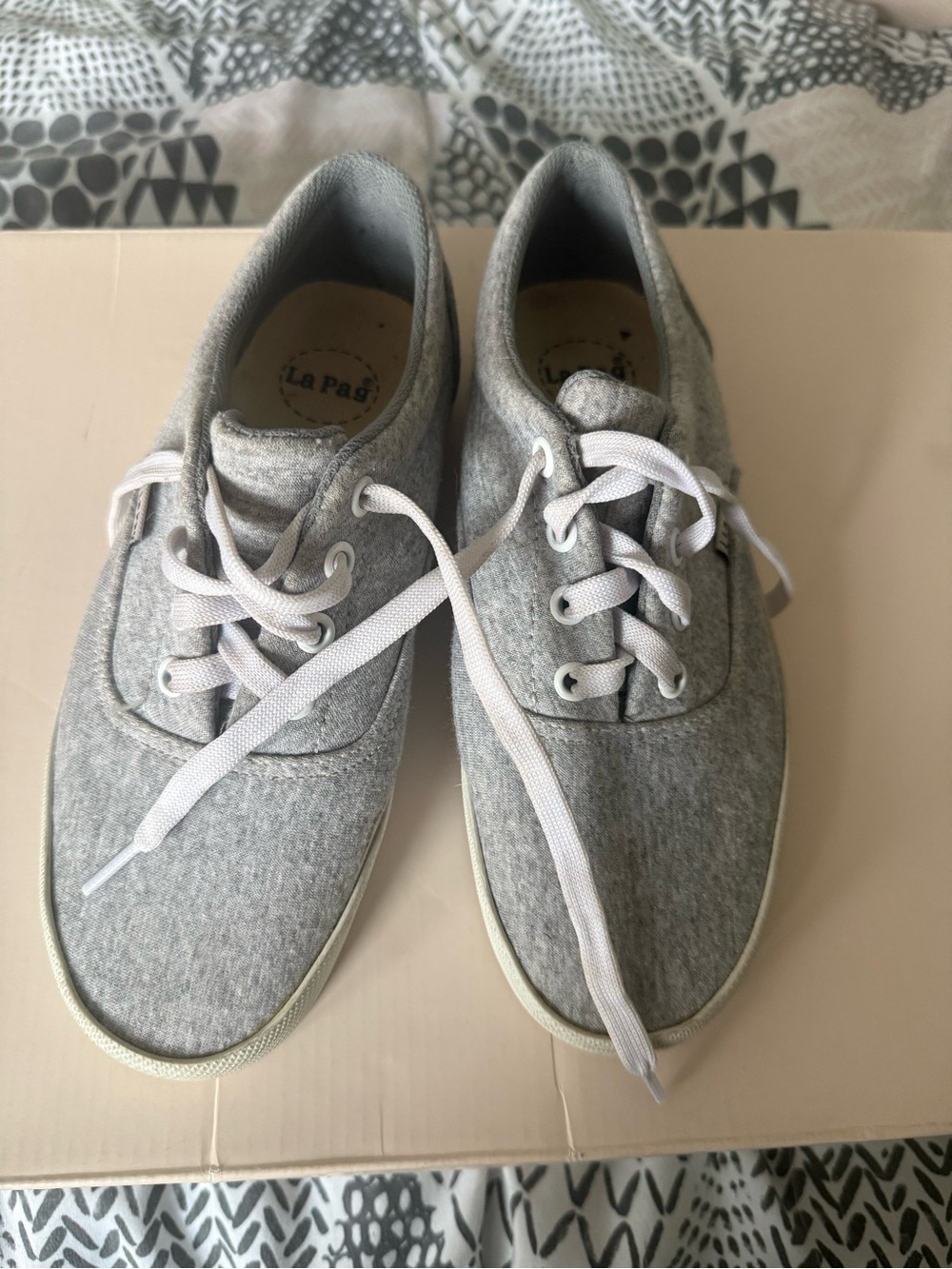 Grey Canvas Lace-Up Shoes